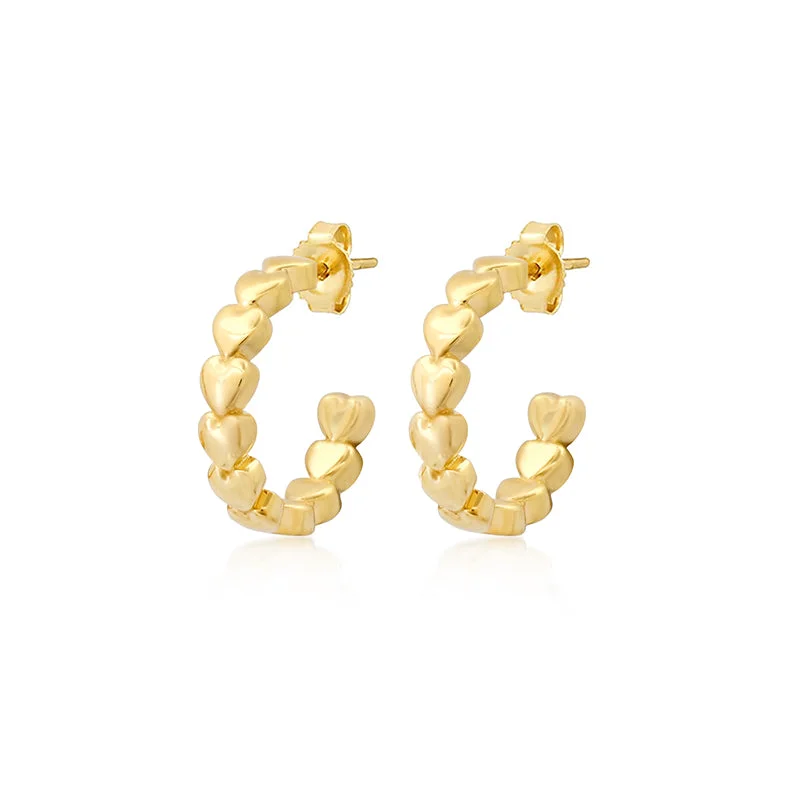 white gold diamond cluster ring Small Luxe Heart Hoops