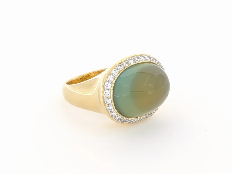 oval blue sapphire ring SOLD Cabochon Prehnite Ring-SOLD