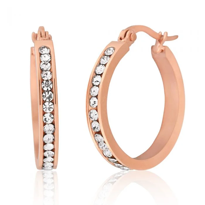 sapphire engagement ring halo Stainless Steel Rose Gold Plated 25mm Full Circle Crystal Hoop Earrings sapphire engagement ring halo Stainless Steel Rose Gold Plated 25mm Full Circle Crystal Hoop Earrings