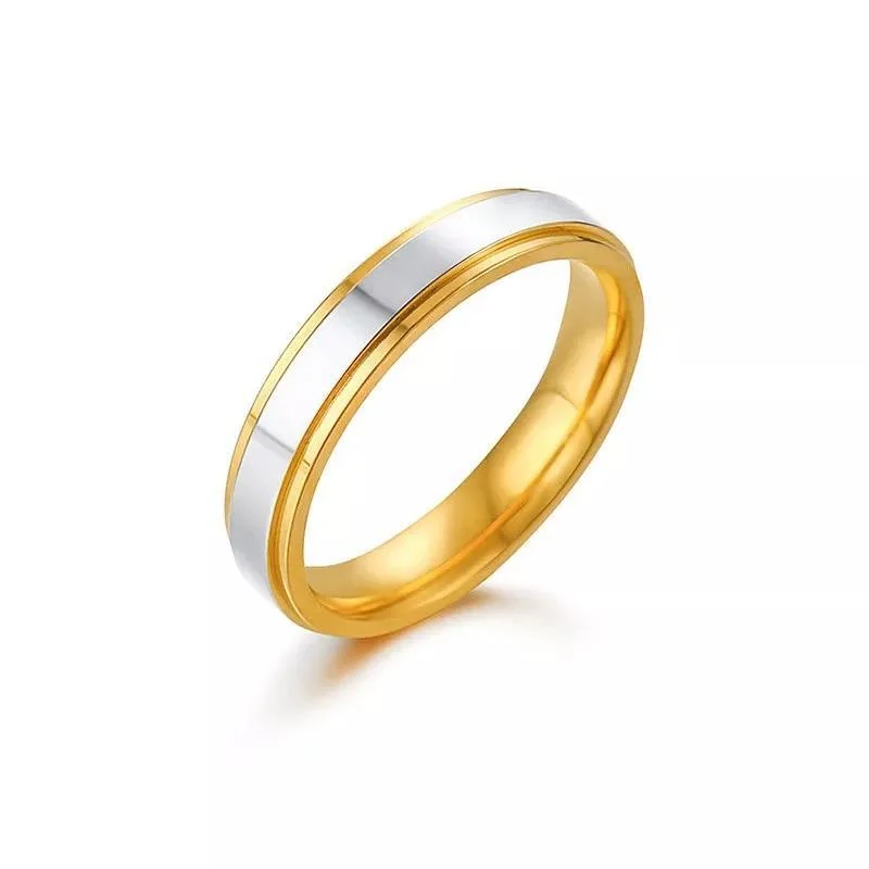 raw crystal cuff bracelet Stainless Steel Two Tone Wedding Band - W
