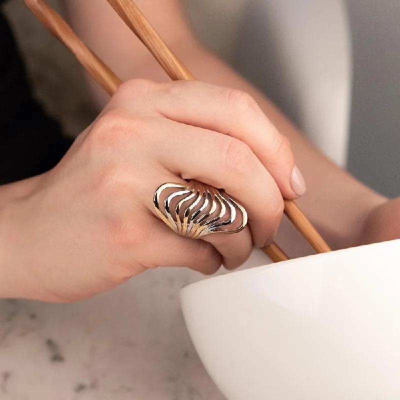 gold mesh bangle bracelet Stainless St Ring 3 Tone Wave