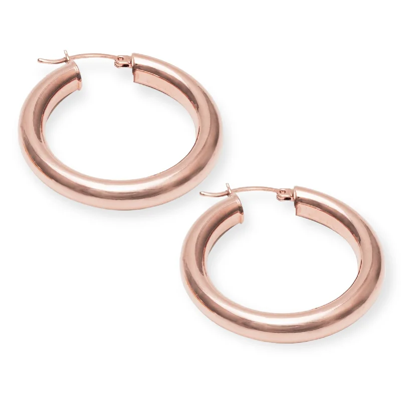 hammered gold signet ring 1" Classiqué Hoops, 18K Rose Gold Plated Sterling Silver