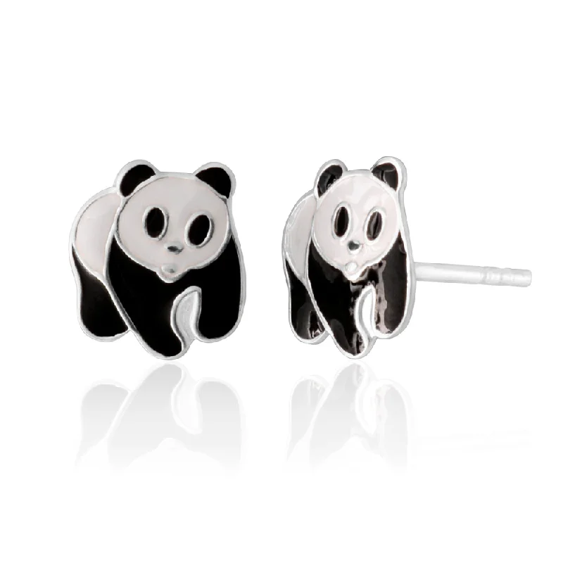 art deco diamond bracelet Sterling Silver Black and White Panda Stud Earrings