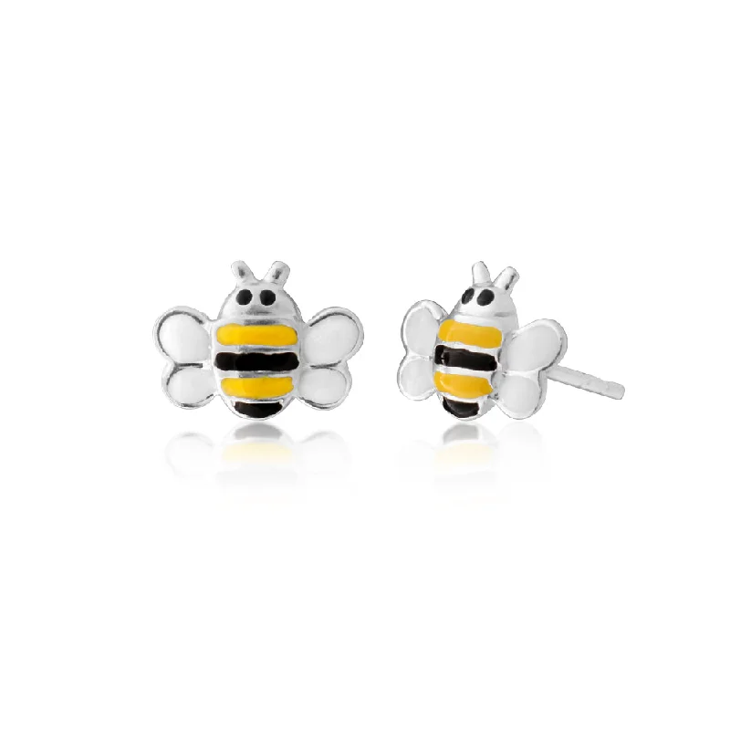 personalized silver cuff bracelet Sterling Silver Black and Yellow Bee Stud Earrings