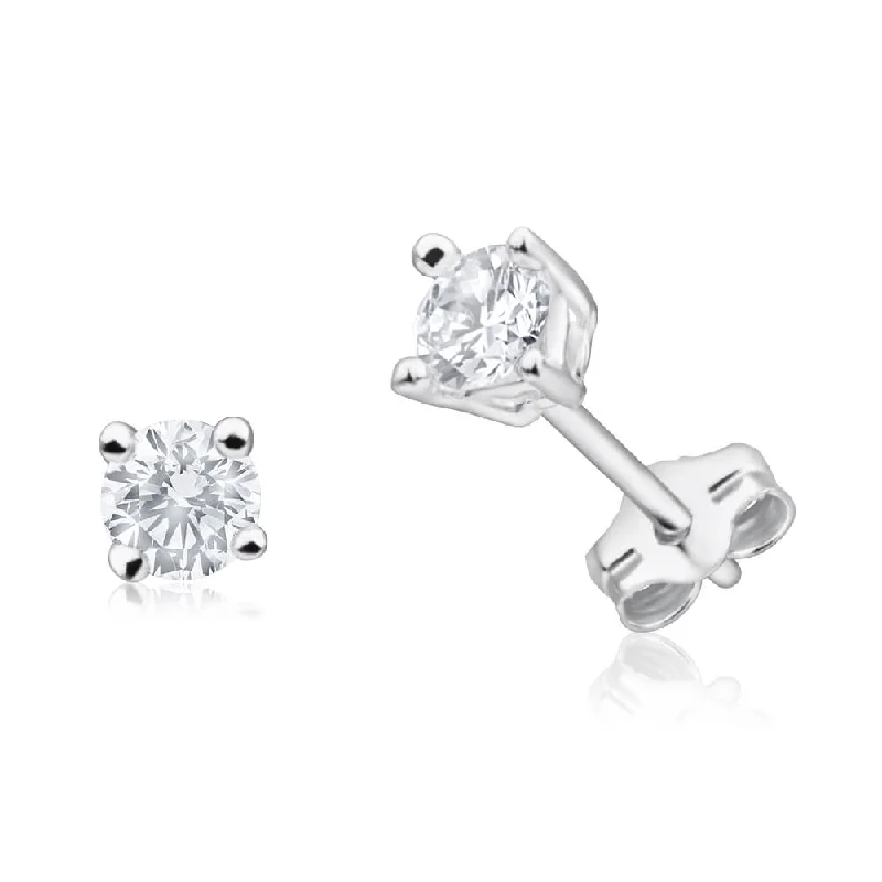 simple gold stacking rings Sterling Silver Cubic Zirconia 4mm Claw Stud Earrings