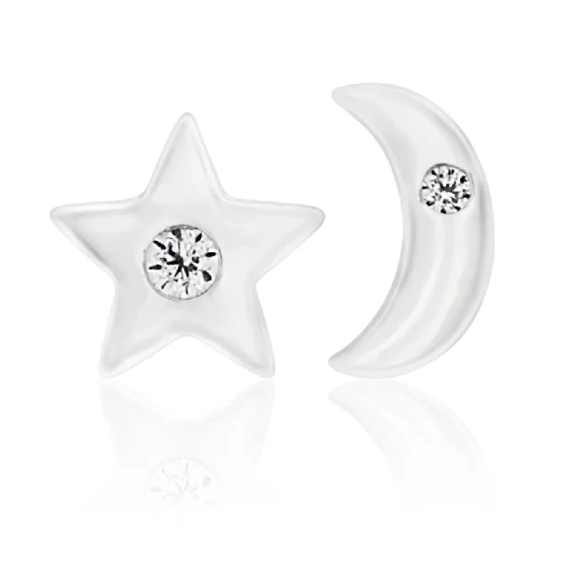 custom star sign necklace Sterling Silver Cubic Zirconia Moon and Star Stud Earrings custom star sign necklace Sterling Silver Cubic Zirconia Moon and Star Stud Earrings