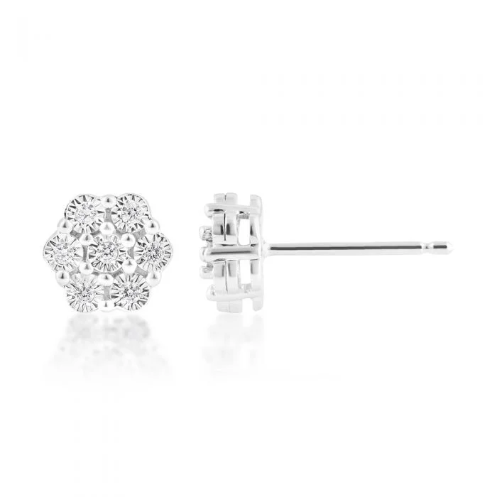 minimalist black diamond studs Sterling Silver Diamond Stud Earrings