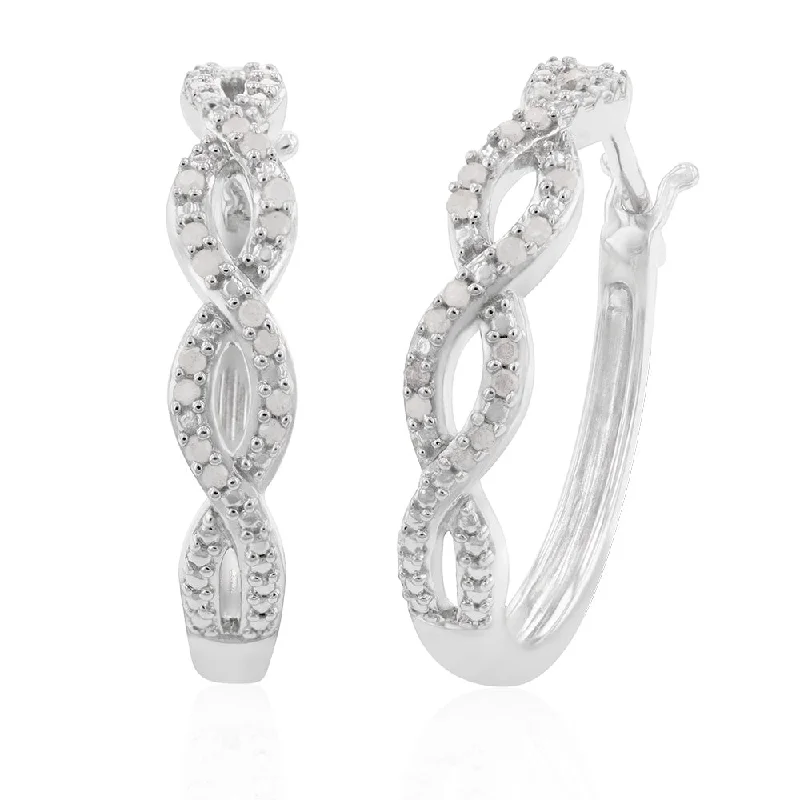 gold wedding band for men Sterling Silver Diamond Twist Hoop Earrings