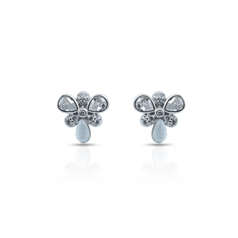 simple gold hoop earrings Sterling Silver Flower Design Earrings with Opal and Stones simple gold hoop earrings Sterling Silver Flower Design Earrings with Opal and Stones