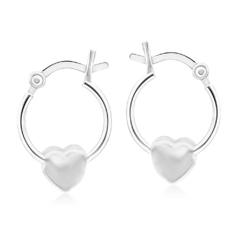 fine silver herringbone necklace Sterling Silver Floating Heart Hoop Earrings