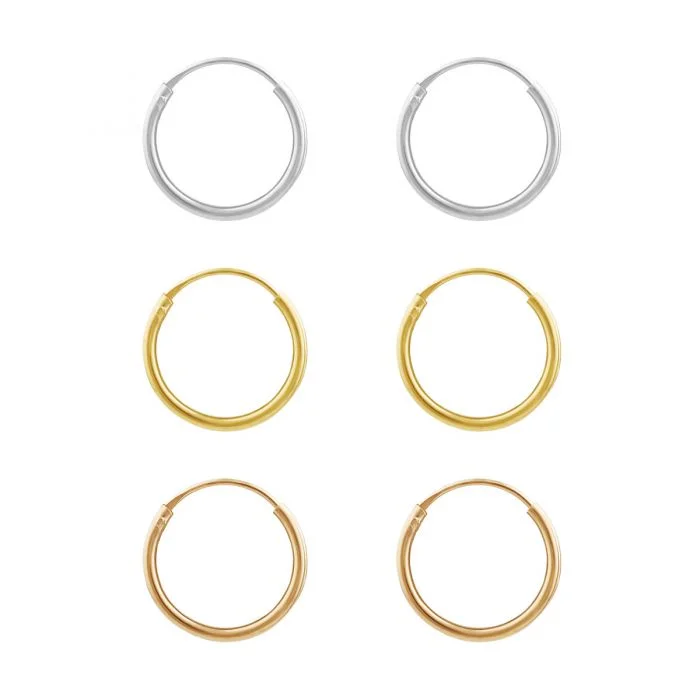 personalized bar necklace silver Sterling Silver Gold and Rose Plated Set of 3 12mm Sleeper Earrings