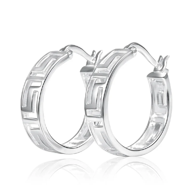 dainty snake ring gold Sterling Silver Hoop Greek Key Earrings