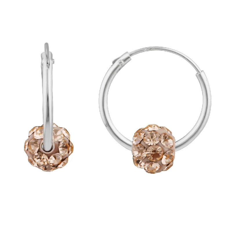 adjustable toe ring silver Sterling Silver Peach Crystal Slider on Hoops