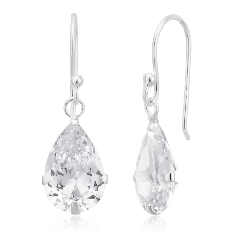 minimalist moonstone bracelet Sterling Silver Pear Drop Claw Set Earrings