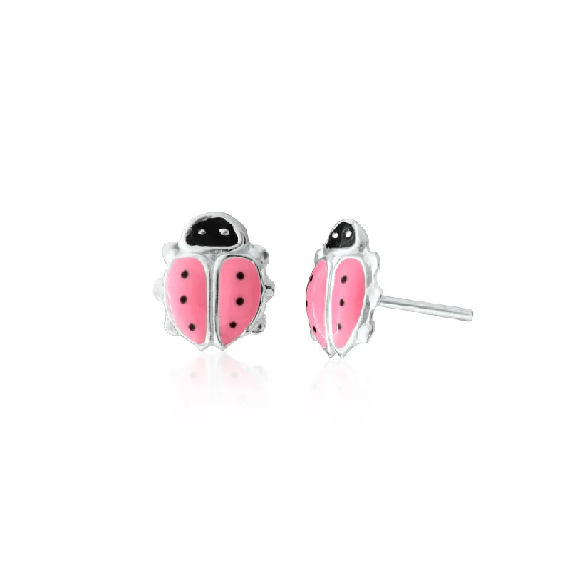 handcrafted gemstone ring women Sterling Silver Pink and Black Ladybird Stud Earrings handcrafted gemstone ring women Sterling Silver Pink and Black Ladybird Stud Earrings