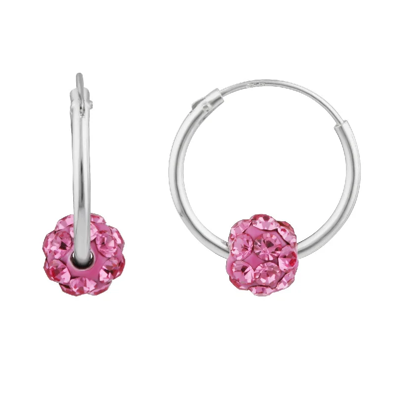 adjustable charm necklace Sterling Silver Pink Crystal Slider on Hoops