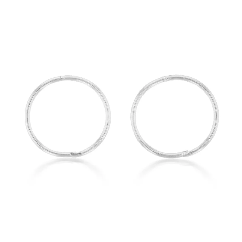 handmade leather ring Sterling Silver Plain 16mm Sleeper Earrings