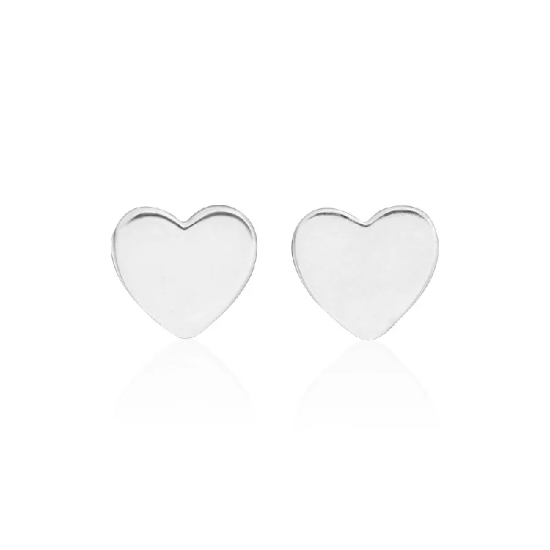 white gold necklace simple Sterling Silver Plain Heart Stud Earrings
