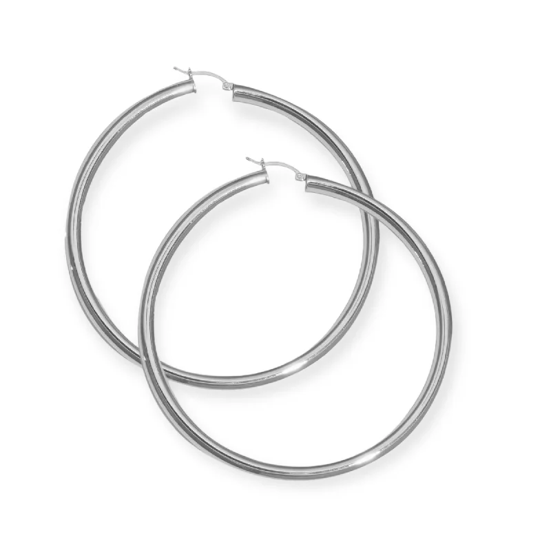 vintage emerald cocktail ring 3" Classiqué Hoops, Rhodium Plated Sterling Silver
