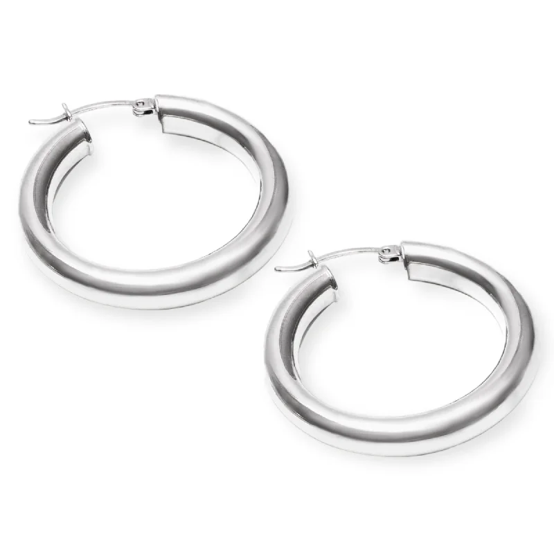 sterling silver arrow ring 1" Classiqué Hoops, Rhodium Plated Sterling Silver
