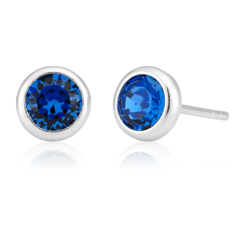 wide gold cuff bracelet Sterling Silver Swarovski Sapphire Crystal Stud Earrings