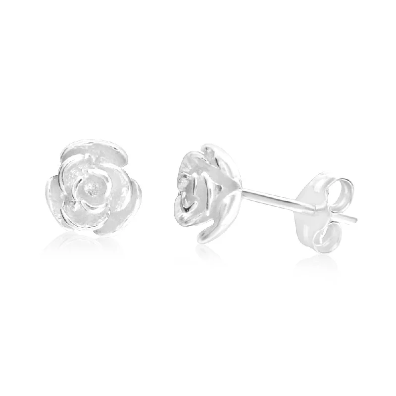 birthstone necklace for mom Sterling Silver Tiny Rose Stud Earrings