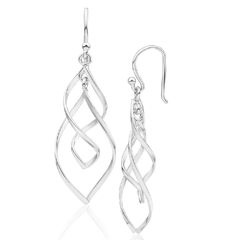 gold plated Cuban link chain Sterling Silver Twist Teardrop Drop Earrings