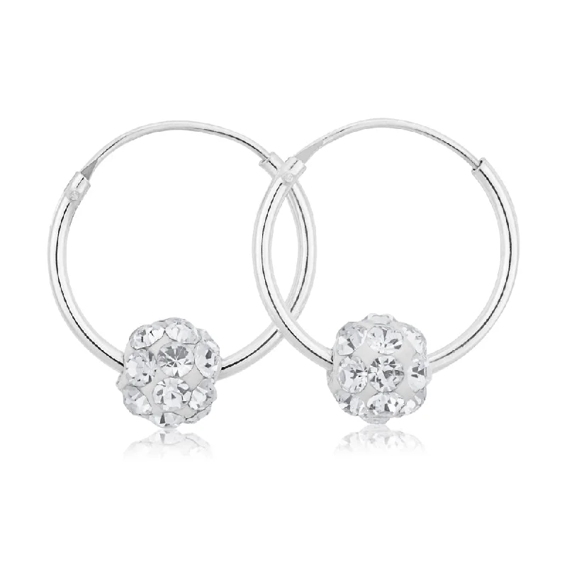 delicate heart stud earrings Sterling Silver White Crystal Slider Hoop Earrings