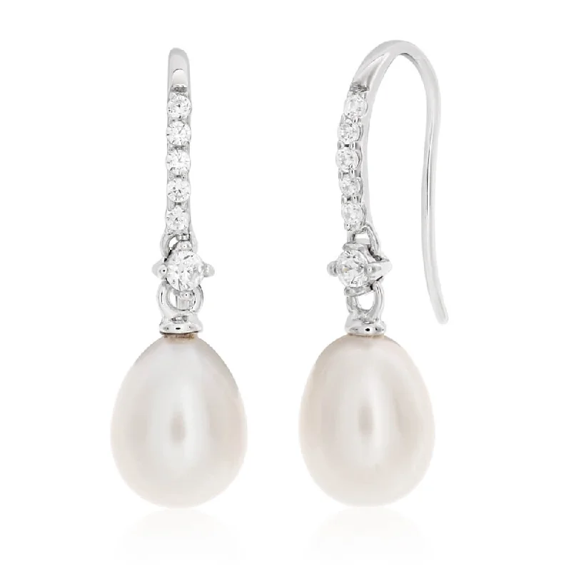 minimalist threader earrings gold Sterling Silver White Freshwater Pearl + Cubic Zirconia Drop Earrings minimalist threader earrings gold Sterling Silver White Freshwater Pearl + Cubic Zirconia Drop Earrings