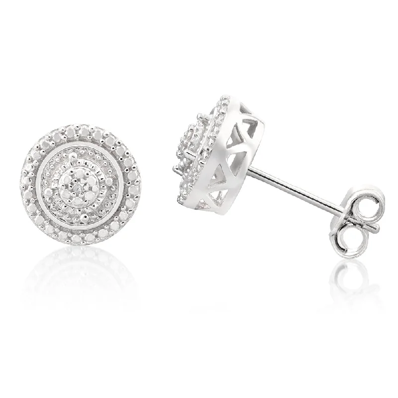 real smoky quartz pendant Sterling Silver with 2 Diamonds Round Shape Earring Studs