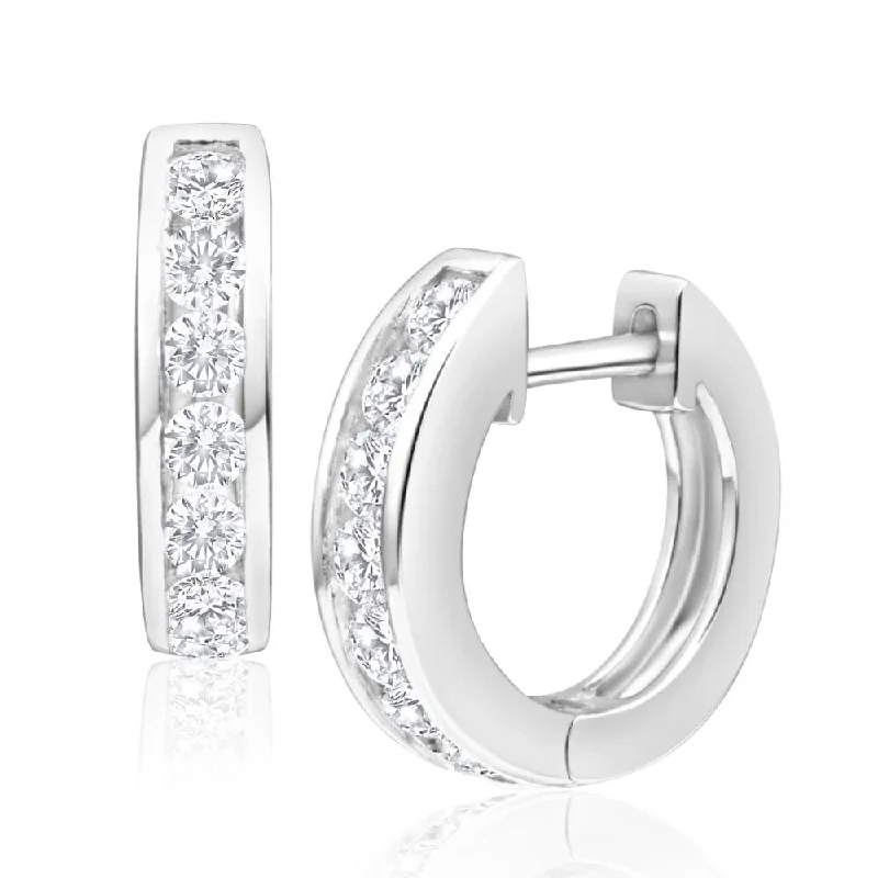 crystal-studded gold ring Sterling Silver Zirconia Huggies Hoop Earrings