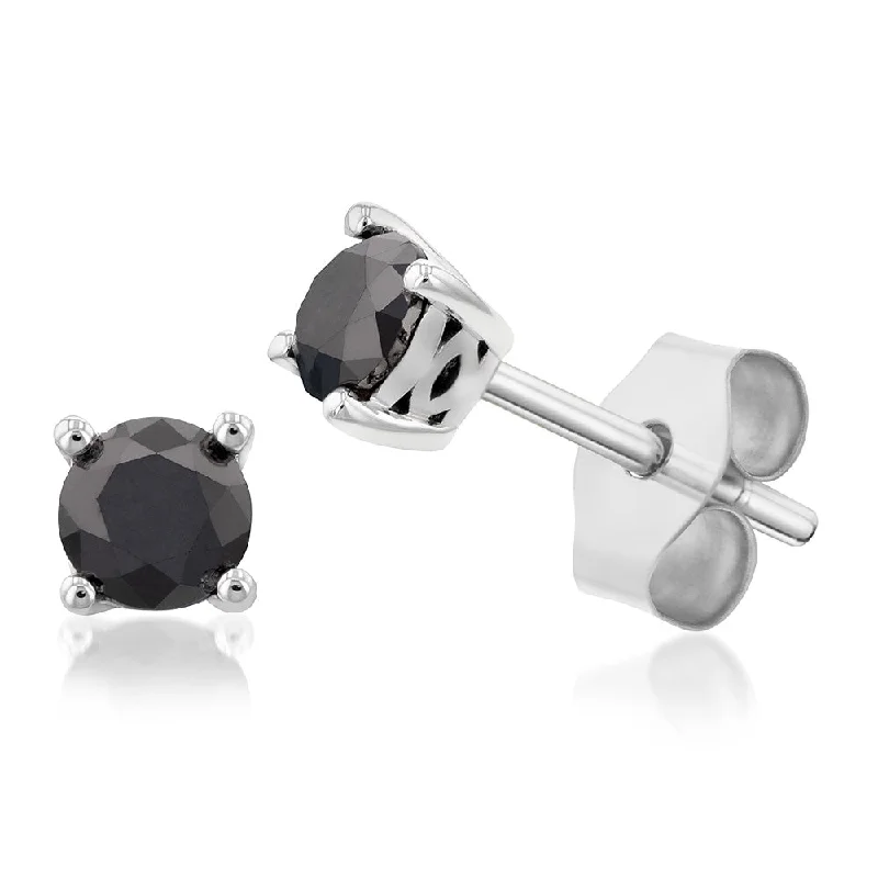 minimalist crystal quartz ring Sterling Silver1 Carat Black Diamond Stud Earrings
