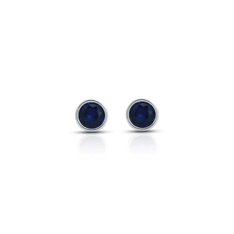 personalized pet photo necklace Stylish Round Blue Stone Silver Earrings