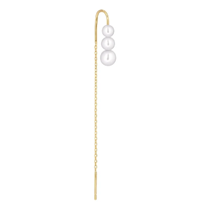 boho shell beaded anklet Oceana Hook Threader 18K Gold Plated Earring w. White Pearls