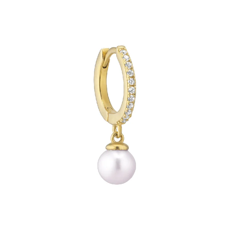 opal and gold earrings Damona 18K Gold Plated Huggie w. Pearl & Zirconia