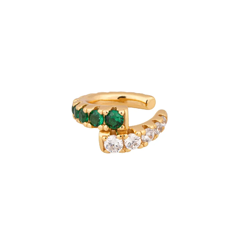 rose gold ring with diamonds Elisa Cuff 18K Gold Plated Ear Cuff w. Green & White Zirconia