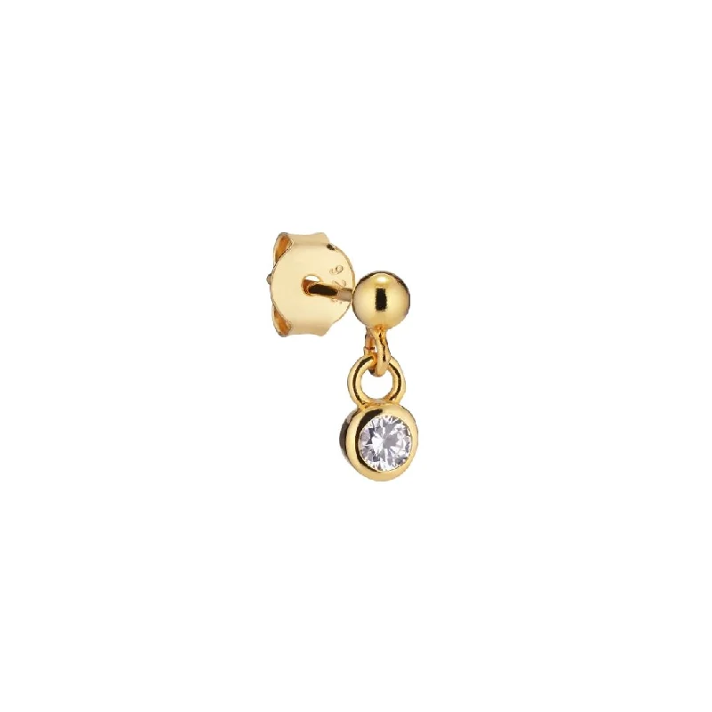 handcrafted sterling silver necklace Crystal 18K Gold Plated Stud w. White Zirconia