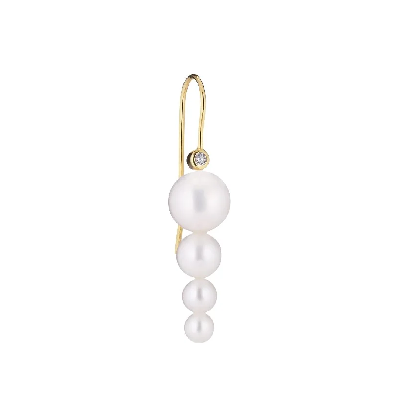 celestial orbit ring set Pelota Hook 18K Gold Plated Earring w. White Pearls