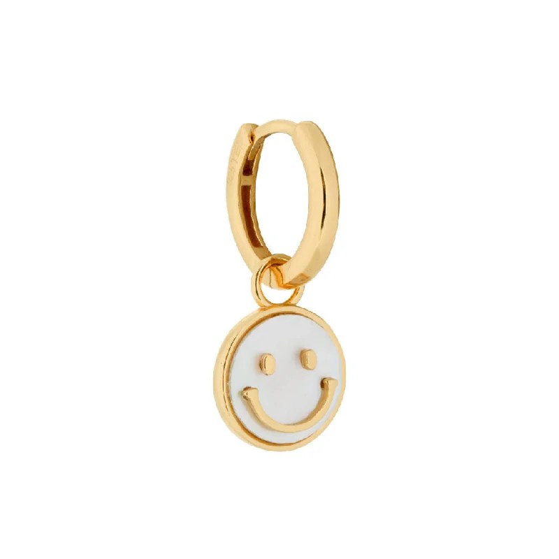 vintage pearl engagement ring Smiley 18K Gold Plated Huggie w. White Pearls