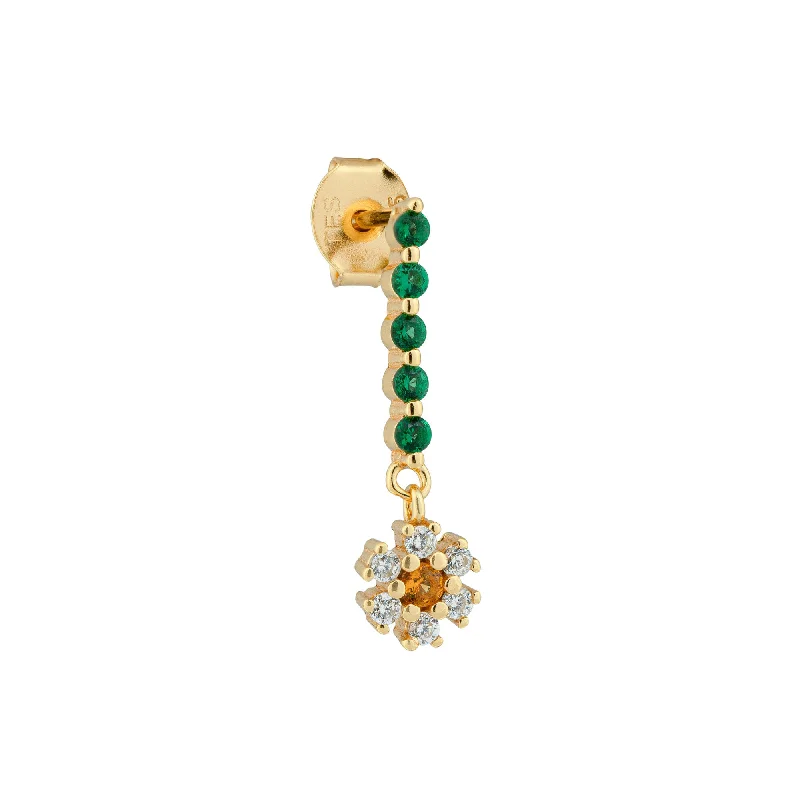 boho beaded statement necklace Primrose 18K Gold Plated Stud w. White, Green & Orange Zirconia