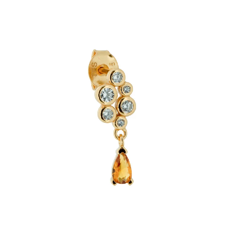 vintage diamond pendant necklace Sparkle 18K Gold Plated Stud w. White & Yellow Zirconia