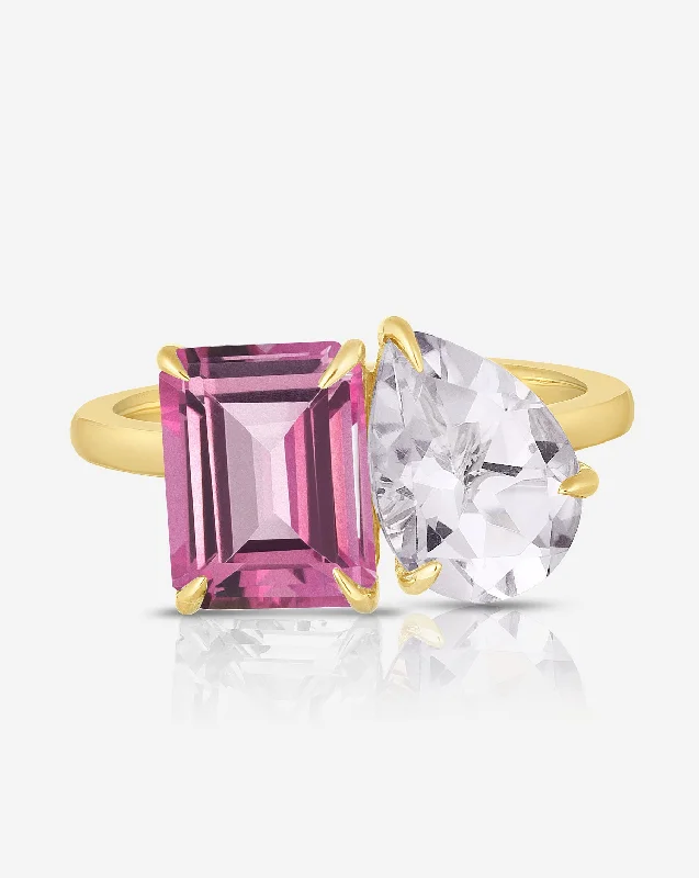 pearl and silver bracelet Magenta Toi et Moi Gemstone Ring