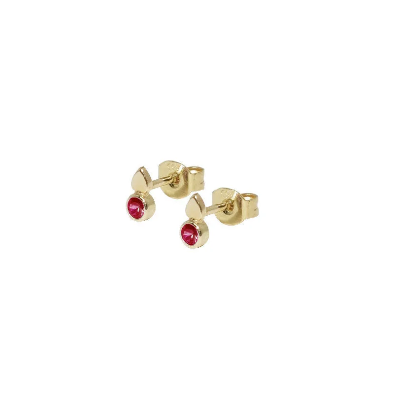 dainty chain bracelet layered Teardrops 14K Gold Earrings w. Ruby