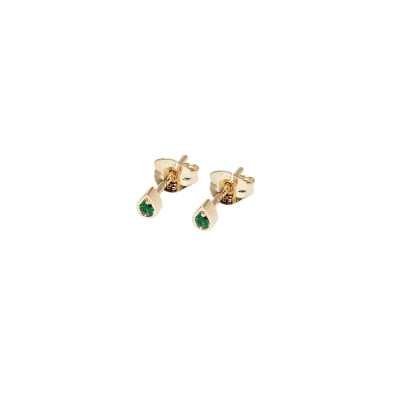 crystal-studded gold ring Tiny Tears 14K Gold Earrings w. Emerald