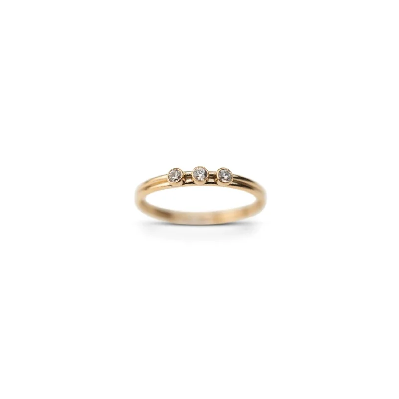 vintage filigree engagement ring Gold Tri-Crystal Stacker