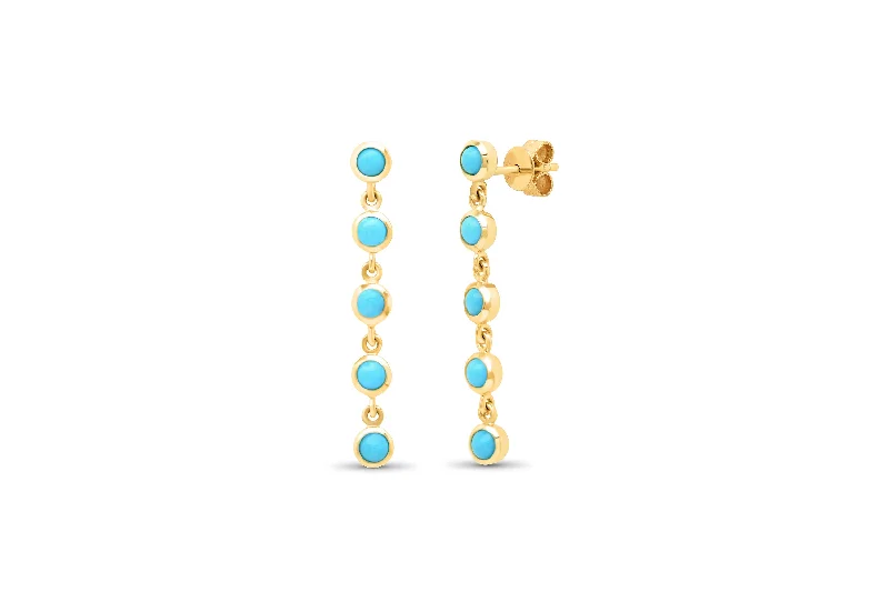 round-cut blue sapphire earrings 5 Turquoise Bezel Drop Earrings