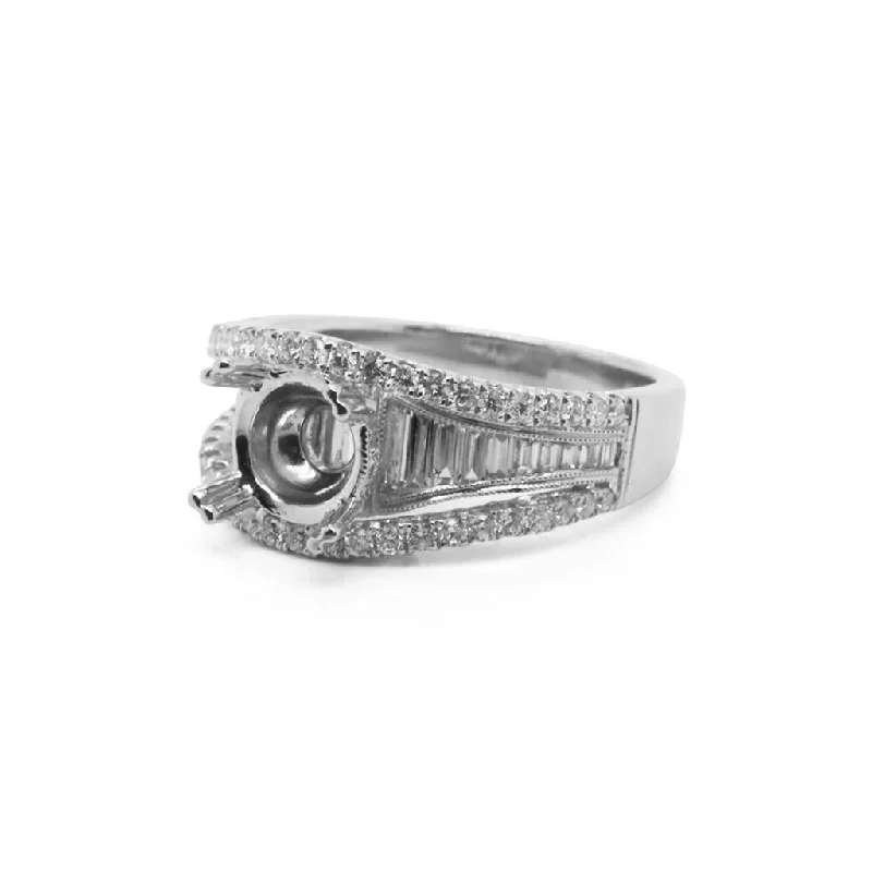 simple crystal earrings White Gold Tapered Baguette Ring