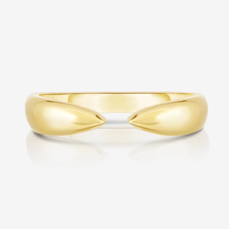 luxury diamond anniversary band Wide Gold Claw Stackable Ring