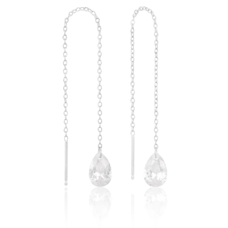 yellow sapphire engagement ring Zirconia and Sterling Silver Threader Earrings