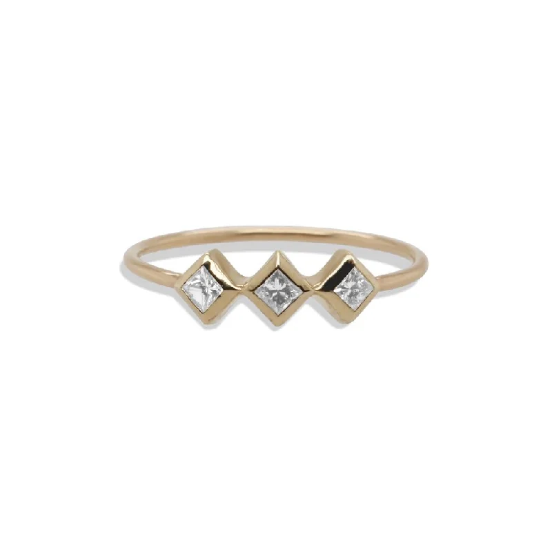chunky silver hoop earrings Zoe Chicco 14k Yellow Gold 3 Princess Diamond Bar Ring
